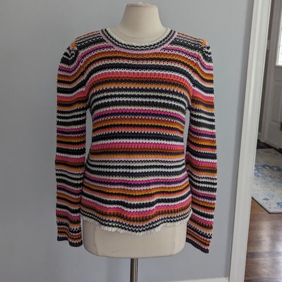 Women's Marie Oliver Miley Stripe Sweater Large Rainbow Colorful - Picture 2 of 7